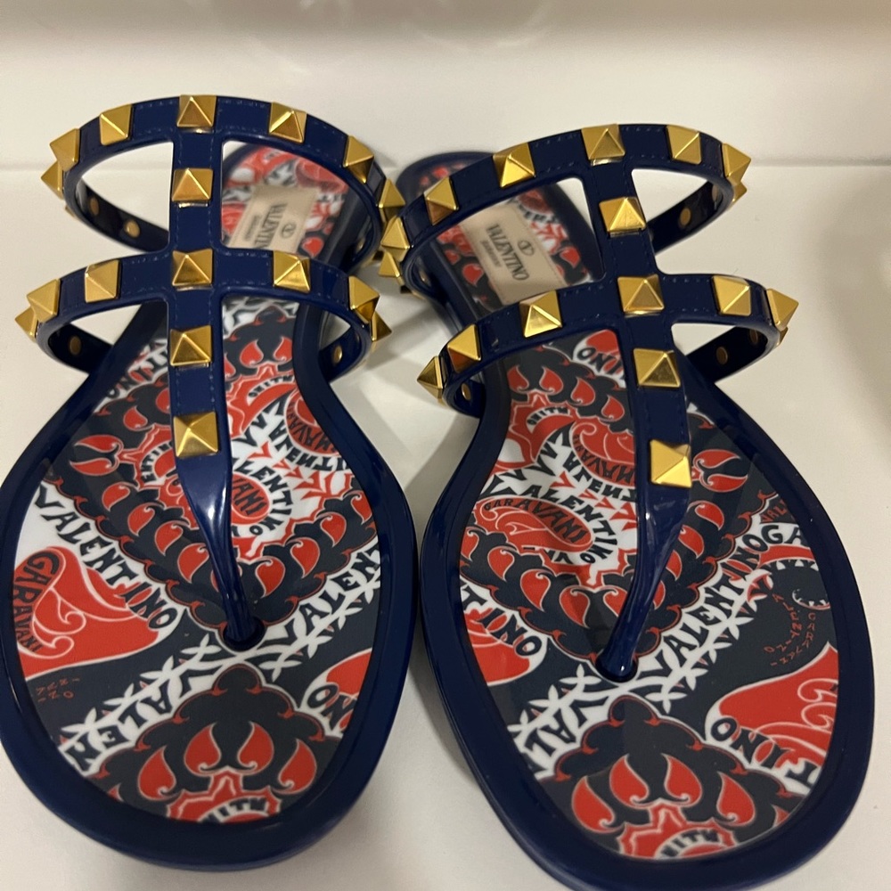 Valentino rock stud flip flops
